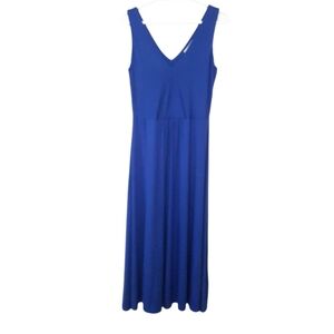 Boden Royal Blue Sleeveless Maxi Dress Viscose Vneck Fit & Flare Womens Size 4R